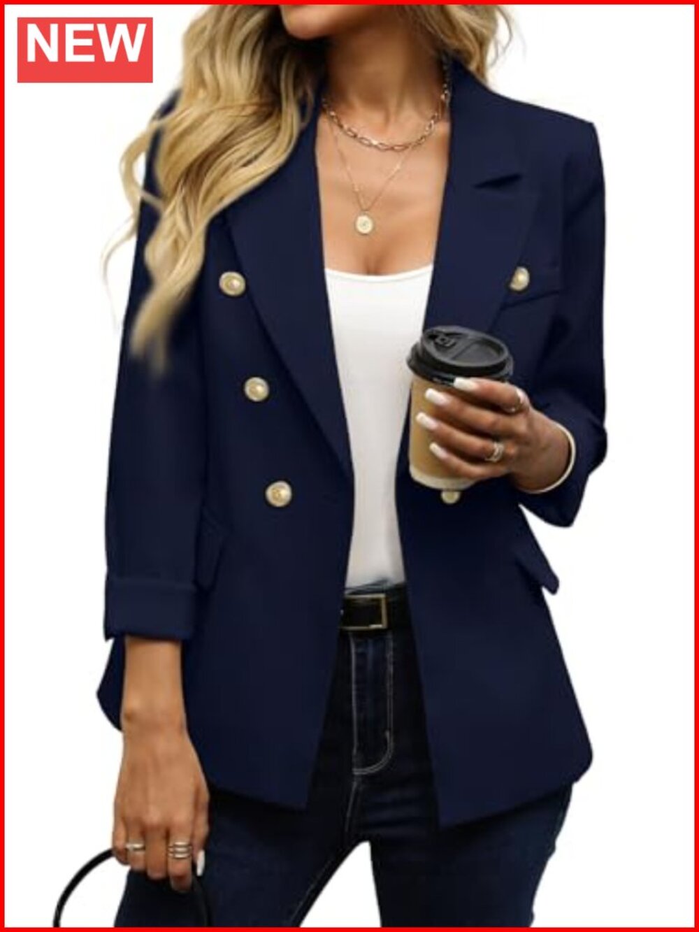 Women's Slim Fit Double Breasted Business Blazer